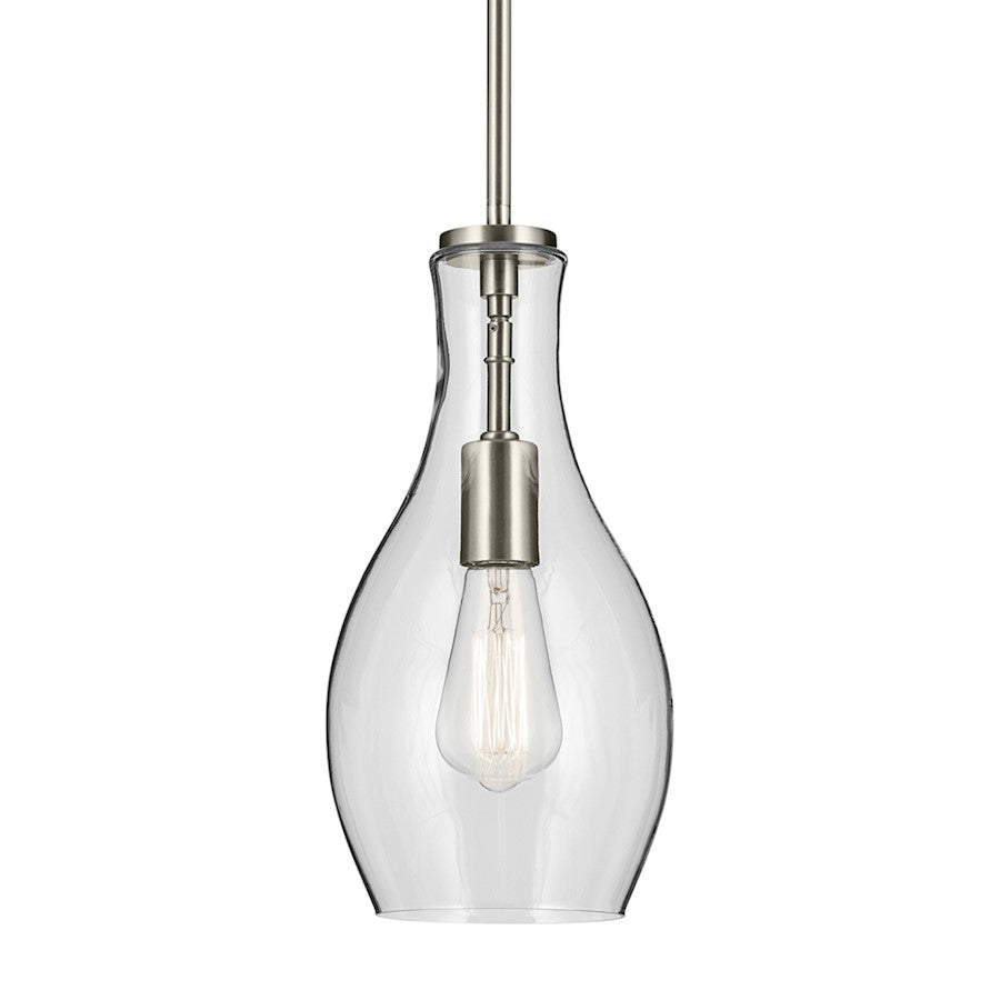 1 Light Bell 13.75" Pendant, Brushed Nickel