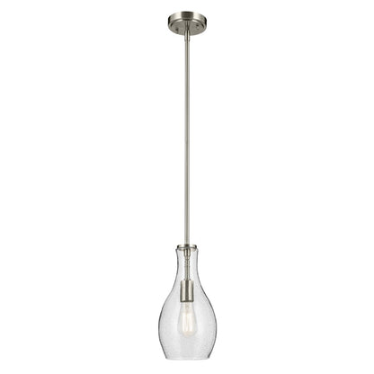 Kichler Everly 1 Light Bell 13.75" Pendant, Nickel/Clear Seeded - 42456NICS