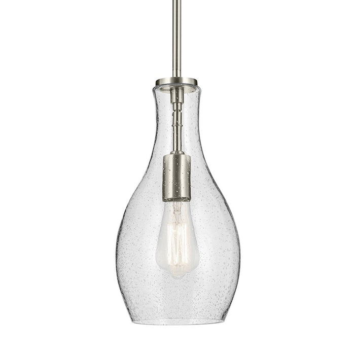 Kichler Everly 1 Light Bell 13.75" Pendant, Nickel/Clear Seeded