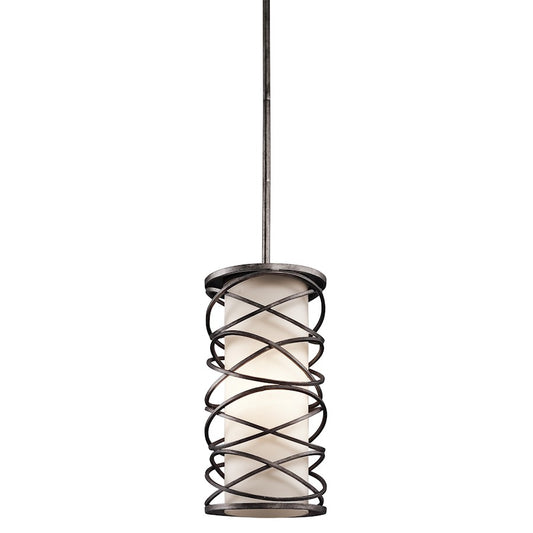 Kichler Krasi 8in 1-Light Pendant | Transitional Warm Bronze and Satin Etched Cased Opal Glass | Kitchen Island & Dining Room | Model 42466WMZ