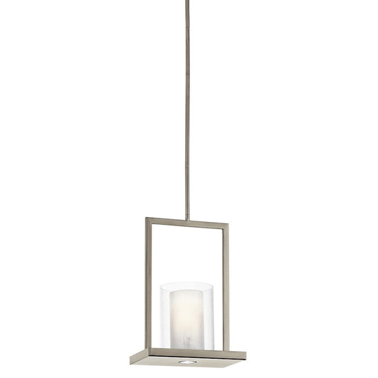 Kichler Triad 12in 1-Light Pendant | Classic Pewter Steel and Clear/White Vetro Mica Glass | Dining Room & Living Room | Model 42549CLP