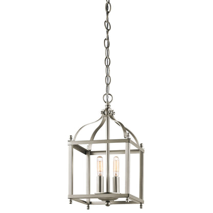 Kichler Larkin 8in 2-Light Pendant | Traditional Brushed Nickel Steel | Kitchen Island & Foyer | 8 x 14.75 in | Model 42565NI