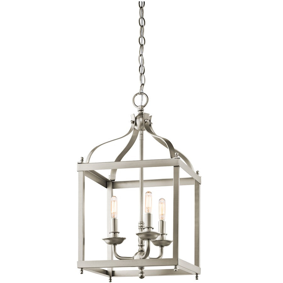 Kichler Larkin 3-Light Linear Pendant | Brushed Nickel Steel | Kitchen Island & Dining Room | 12 x 22.25 in, Adjustable to 97 in | Model 42566NI