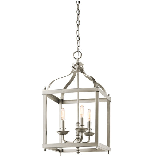 Kichler Larkin 3-Light Linear Pendant | Brushed Nickel Steel | Kitchen Island & Dining Room | 12 x 22.25 in, Adjustable to 97 in | Model 42566NI