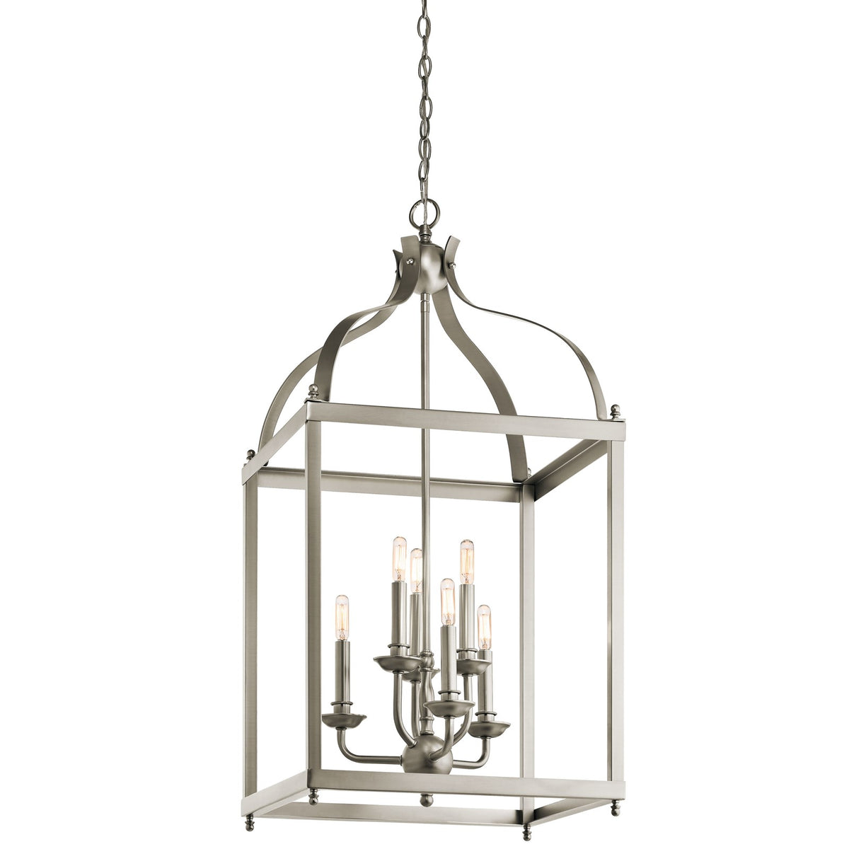 Kichler Larkin 18in 6-Light Foyer Chandelier | Traditional Brushed Nickel Steel | Entryway & Two-Story Foyer | 18 x 36 in | Model 42568NI