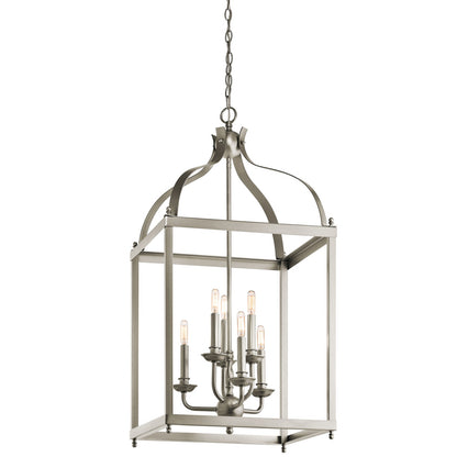 Kichler Larkin 18in 6-Light Foyer Chandelier | Traditional Brushed Nickel Steel | Entryway & Two-Story Foyer | 18 x 36 in | Model 42568NI