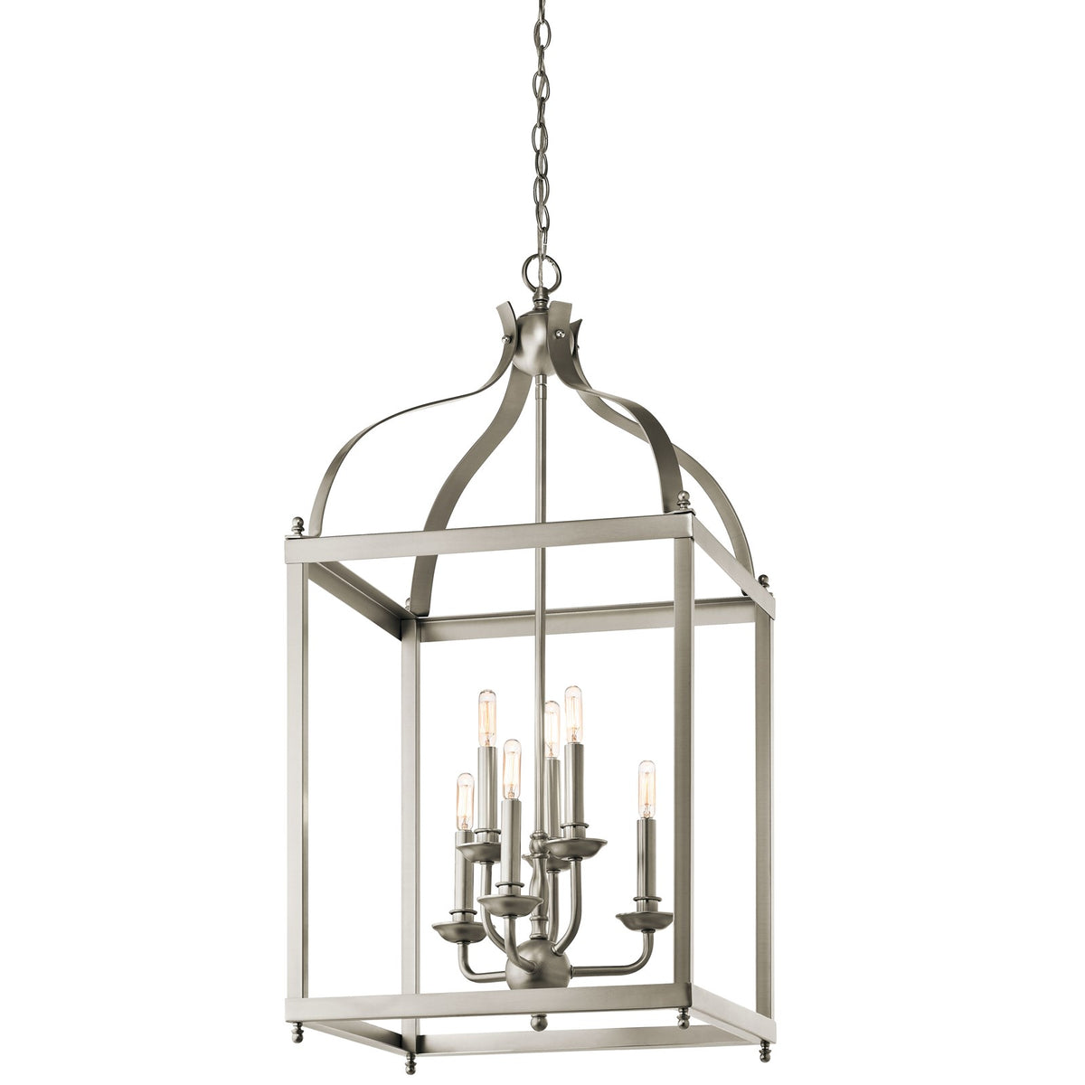 Kichler Larkin 18in 6-Light Foyer Chandelier | Traditional Brushed Nickel Steel | Entryway & Two-Story Foyer | 18 x 36 in | Model 42568NI