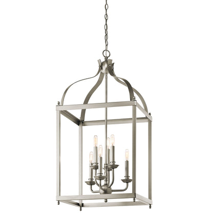 Kichler Larkin 18in 6-Light Foyer Chandelier | Traditional Brushed Nickel Steel | Entryway & Two-Story Foyer | 18 x 36 in | Model 42568NI