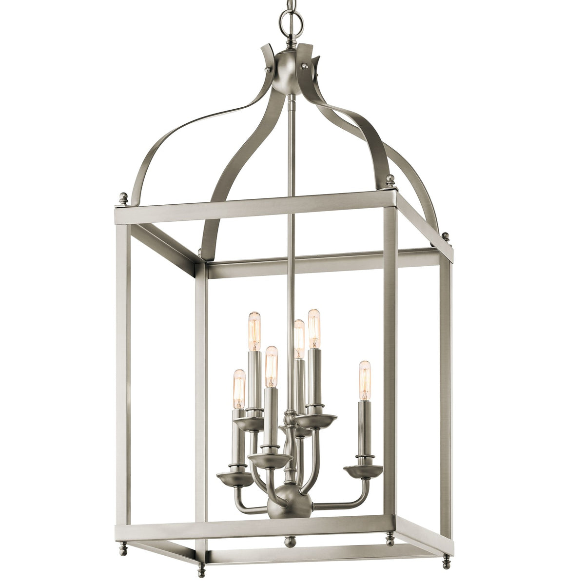 Kichler Larkin 18in 6-Light Foyer Chandelier | Traditional Brushed Nickel Steel | Entryway & Two-Story Foyer | 18 x 36 in | Model 42568NI