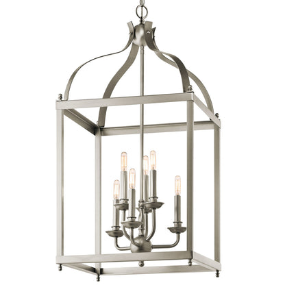 Kichler Larkin 18in 6-Light Foyer Chandelier | Traditional Brushed Nickel Steel | Entryway & Two-Story Foyer | 18 x 36 in | Model 42568NI