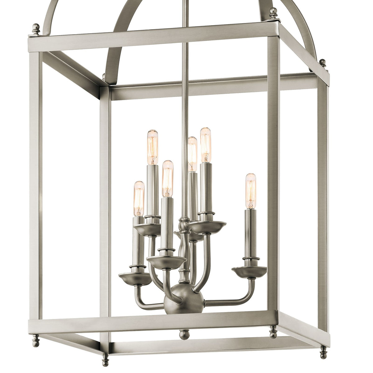 Kichler Larkin 18in 6-Light Foyer Chandelier | Traditional Brushed Nickel Steel | Entryway & Two-Story Foyer | 18 x 36 in | Model 42568NI