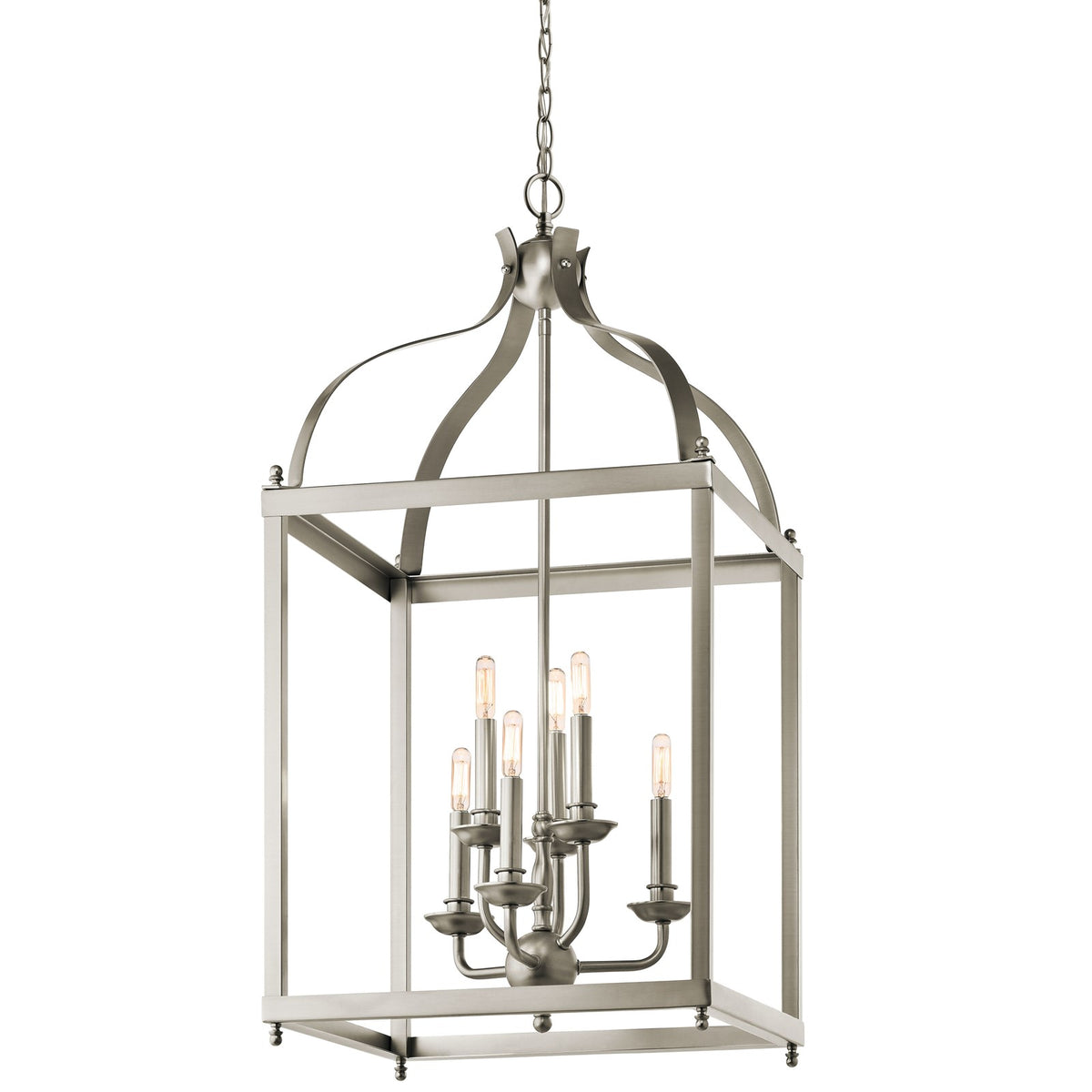 Kichler Larkin 18in 6-Light Foyer Chandelier | Traditional Brushed Nickel Steel | Entryway & Two-Story Foyer | 18 x 36 in | Model 42568NI