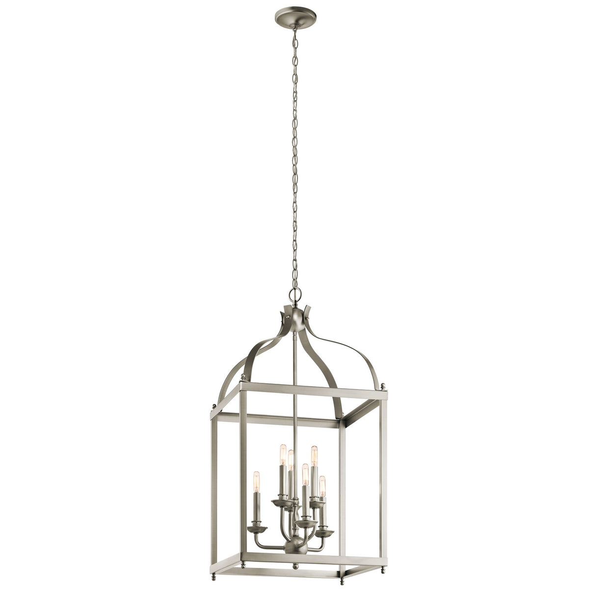Kichler Larkin 18in 6-Light Foyer Chandelier | Traditional Brushed Nickel Steel | Entryway & Two-Story Foyer | 18 x 36 in | Model 42568NI