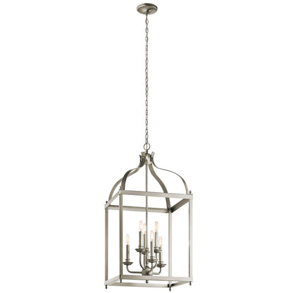 Kichler Larkin 18in 6-Light Foyer Chandelier | Traditional Brushed Nickel Steel | Entryway & Two-Story Foyer | 18 x 36 in | Model 42568NI