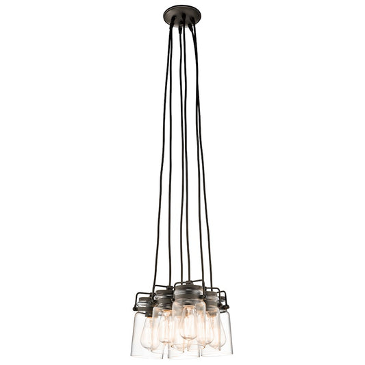 Kichler Brinley 12in 6-Light Pendant | Olde Bronze Clear Glass | Kitchen Island & Dining Room | 12 x 8 in | Model 42877OZ