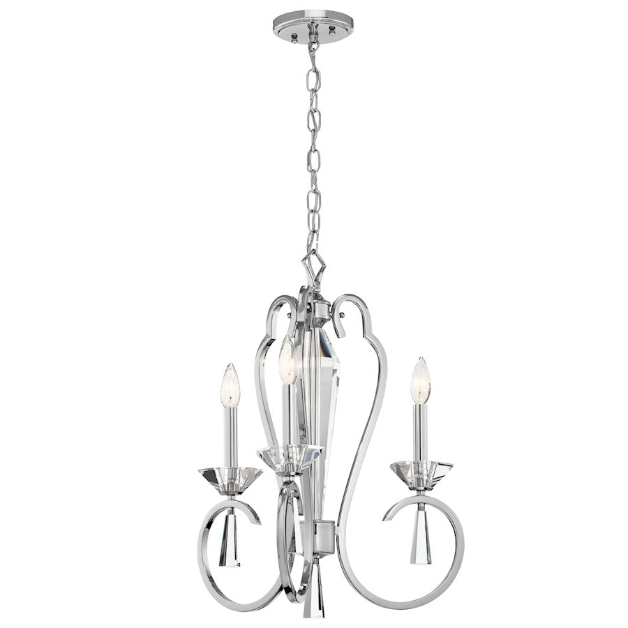 Kichler Optic Ice 18.5in 3-Light Chandelier | Chrome Steel and Optical Crystal | Dining Room & Foyer | 18.5 x 21.5 in, 72in Chain | Model 42893CH