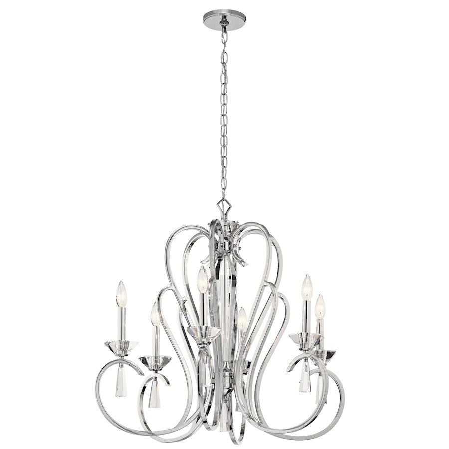 Kichler Optic Ice 29in 6-Light Chandelier | Chrome and Optical Crystal | Dining Room & Foyer | 29 x 27 in | Model 42894CH