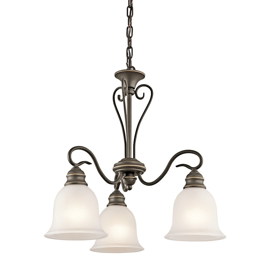 Kichler Tanglewood 20in 3-Light Chandelier | Traditional Olde Bronze and Satin Etched Glass | Dining Room & Kitchen | 20 x 20 x 19 in | Model 42905OZ