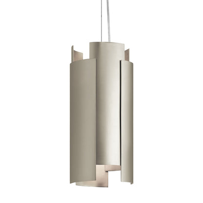 Kichler Moderne 6in 1-Light Mini Pendant | Contemporary Satin Nickel Steel with LED | Kitchen Island & Dining Room | 6 x 12 in | Model 42995SNLED