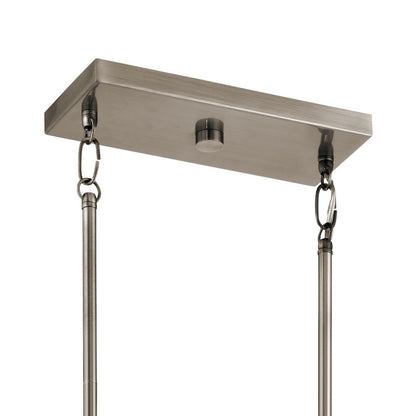 Kichler Braelyn 34in 6-Light Linear Chandelier | Rustic Classic Pewter and Clear Seeded Glass | Dining Room & Kitchen Island | Model 43059CLP