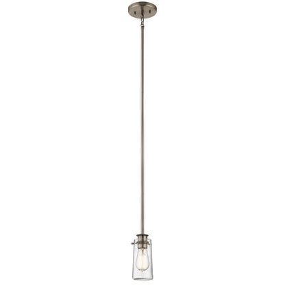 Kichler Braelyn Mini 4in 1-Light Pendant | Industrial Classic Pewter and Clear Seeded Glass | Kitchen Island & Dining Room | Model 43060CLP
