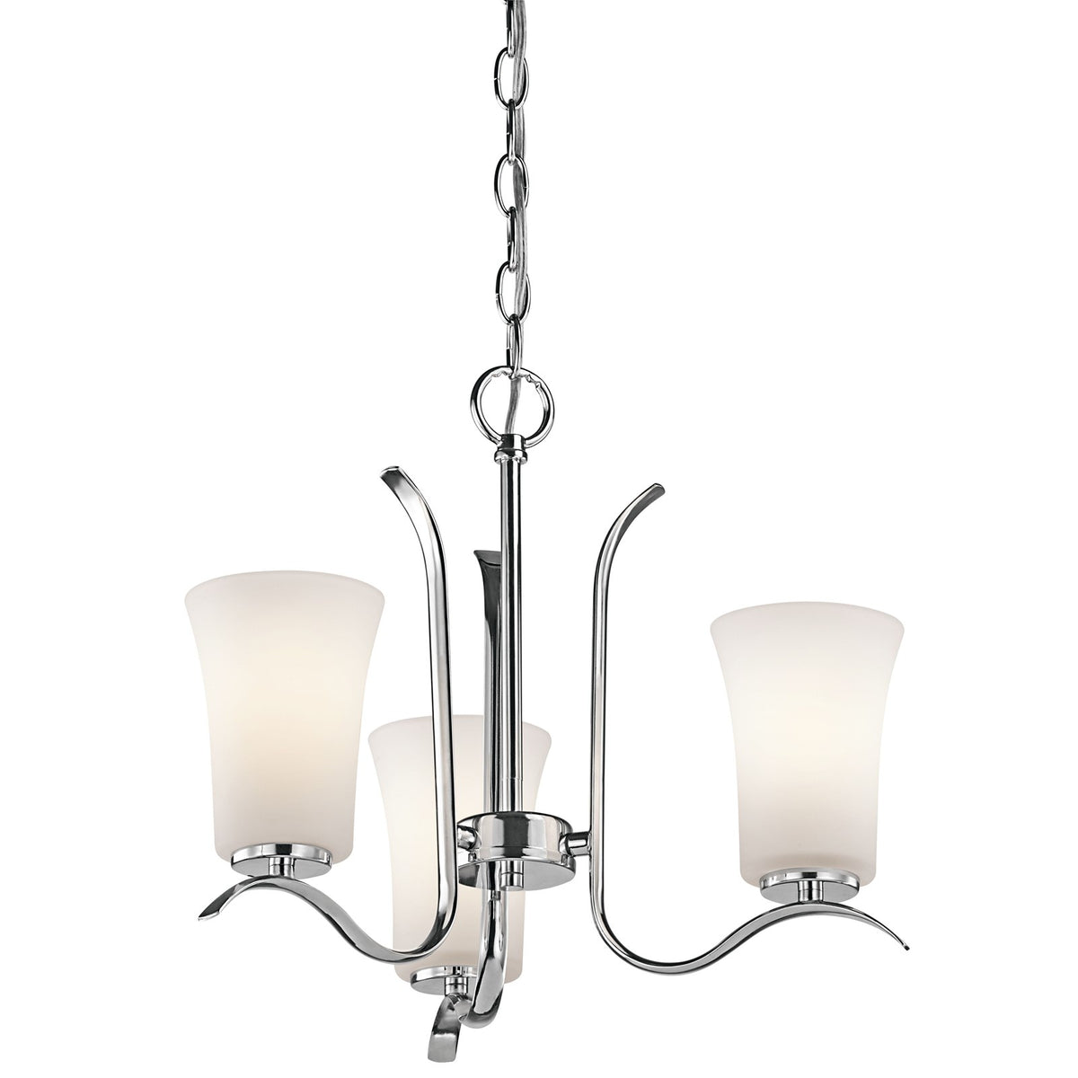 Kichler Armida Mini Chandelier 3Lt, Chrome, Satin Etched Whtie