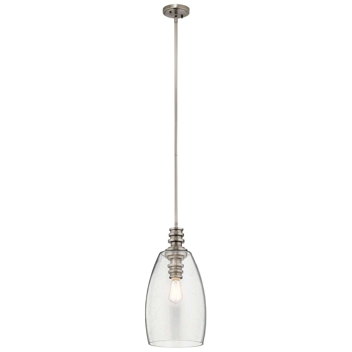 Kichler Lakum 10in 1-Light Pendant | Transitional Classic Pewter Steel | Kitchen Island & Dining Room | 10 x 20 in | Model 43090CLP