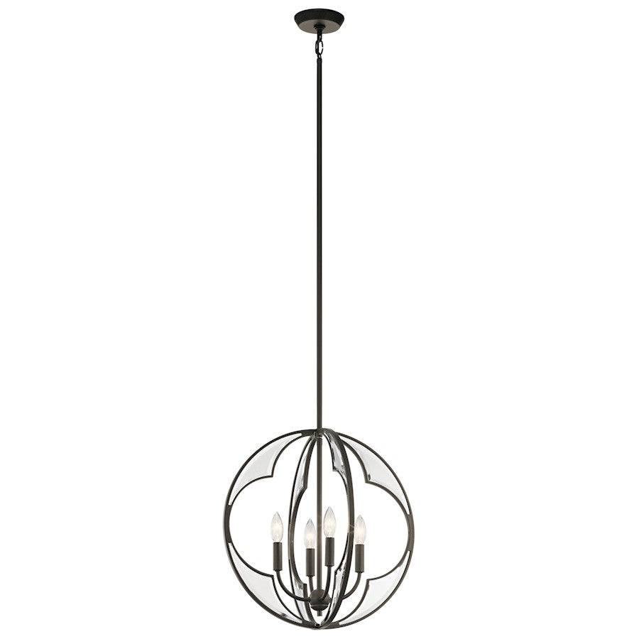 Kichler Montavello 19in 4-Light Chandelier | Transitional Olde Bronze and Clear Beveled Glass | Dining Room & Foyer | 19 x 19 x 20 in | Model 43096OZ