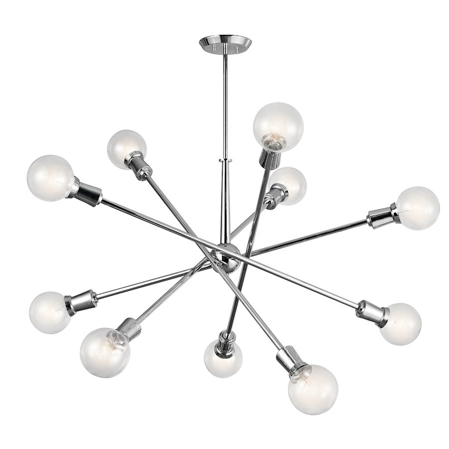 Kichler Armstrong 47in 10-Light Chandelier | Contemporary Chrome Steel | Dining Room & Living Room | 47 x 53.5 x 74 in | Model 43119CH