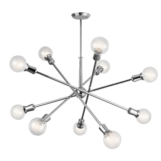 Kichler Armstrong 47in 10-Light Chandelier | Contemporary Chrome Steel | Dining Room & Living Room | 47 x 53.5 x 74 in | Model 43119CH