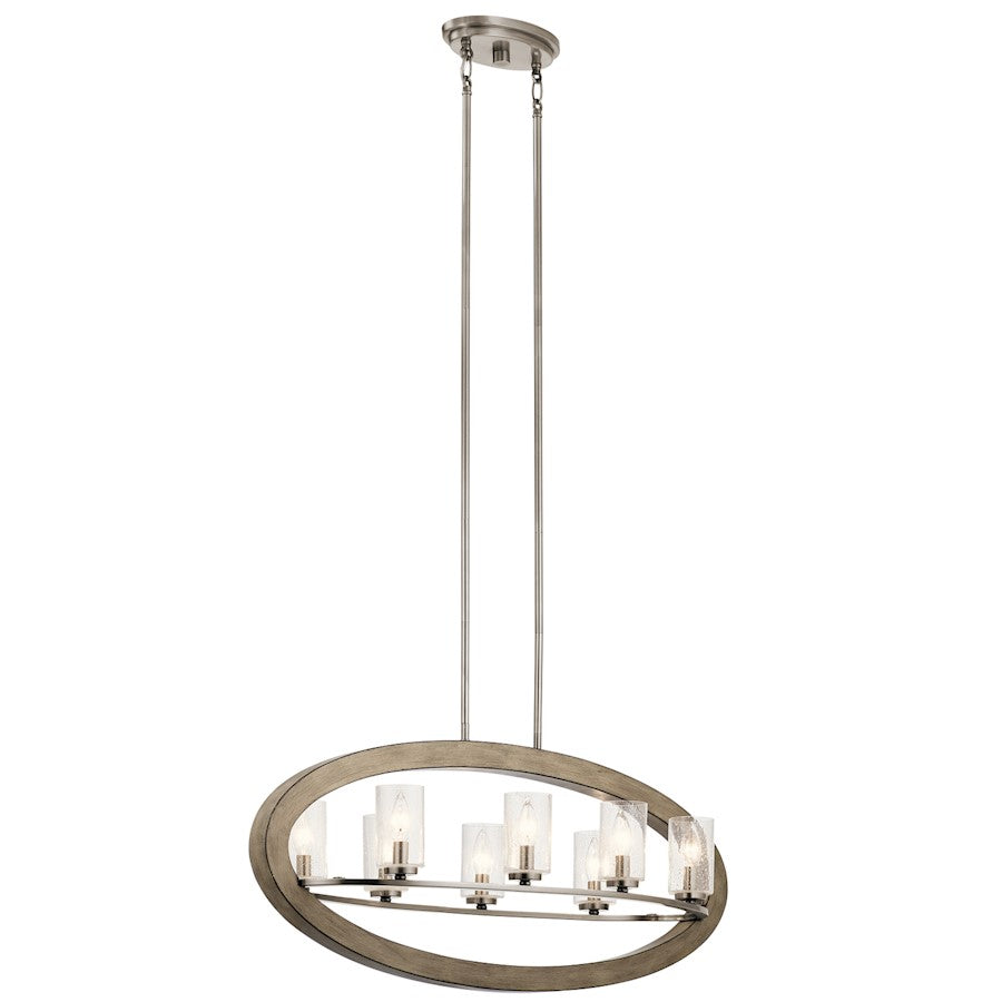Kichler Grand Bank 36in 8-Light Chandelier | Rustic Distressed Antique Gray and Clear Seeded Glass | Kitchen & Dining Room | Model 43191DAG