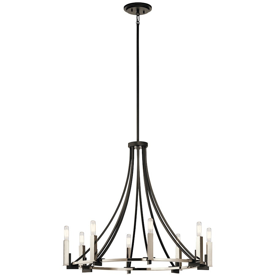 Kichler Bensimone 30in 8-Light Chandelier | Contemporary Black Steel | Dining Room & Living Room | 30 x 30 x 26 in | Model 43291BK