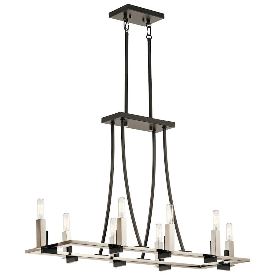Kichler Bensimone 36in 8-Light Linear Chandelier | Contemporary Black Steel | Kitchen Island & Dining Room | 36 x 14 x 22 in | Model 43292BK