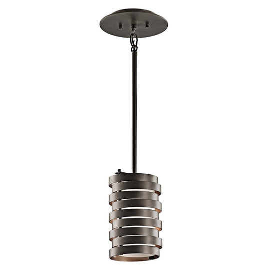 Kichler Roswell 5in 1-Light Mini Pendant | Contemporary Olde Bronze and Satin Etched Glass | Kitchen Island & Dining Room | Model 43304OZ