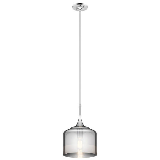 Kichler Tabot 1-Light Pendant | Contemporary Chrome and Smoke Glass | Kitchen Island & Dining Room | 10.5 x 16.75 in | Model 43354CH
