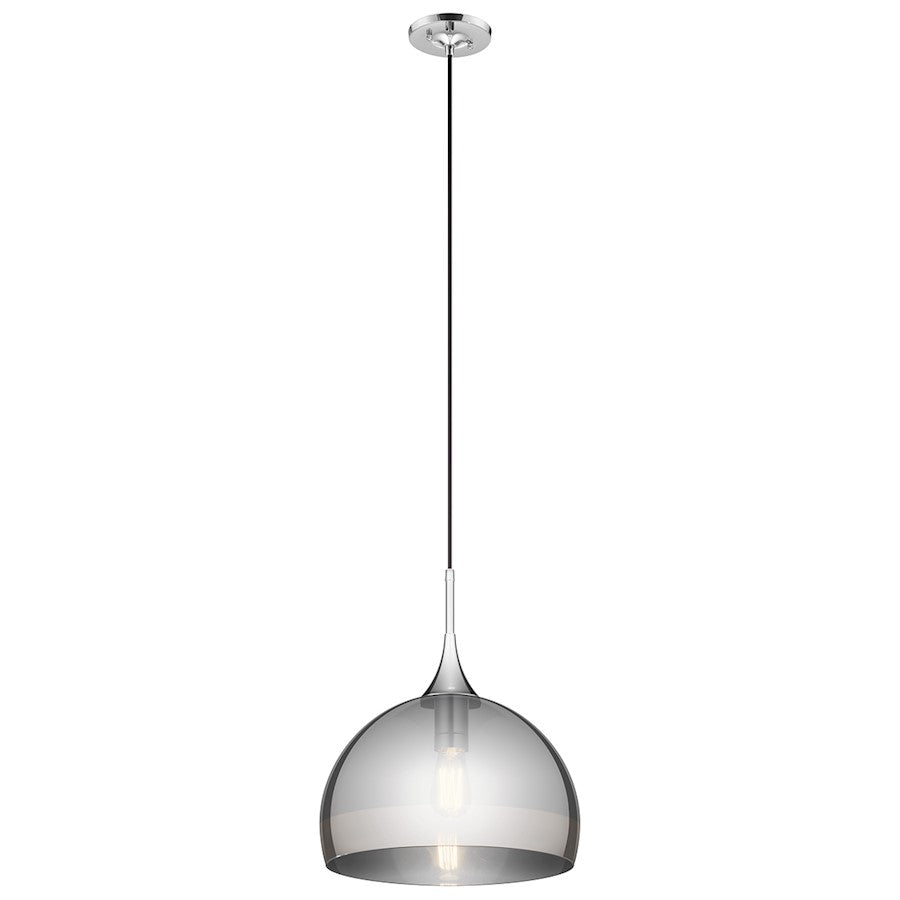 Kichler Tabot 15in 1-Light Pendant | Contemporary Chrome and Smoke Glass | Kitchen Island & Dining Room | 15 x 15 x 18 in | Model 43359CH