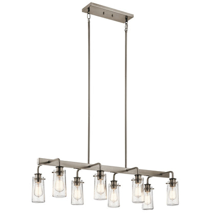 Kichler Braelyn 42in 8-Light Linear Chandelier | Classic Pewter and Clear Seeded Glass | Kitchen Island & Dining Room | Model 43457CLP