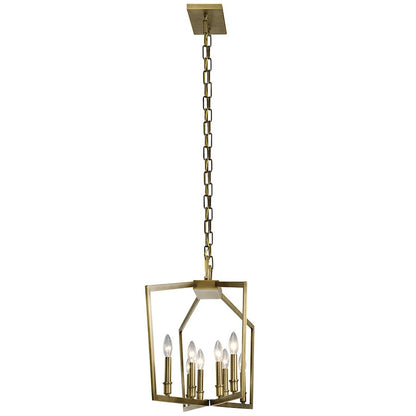 8 Light Linear Chandelier, Natural Brass