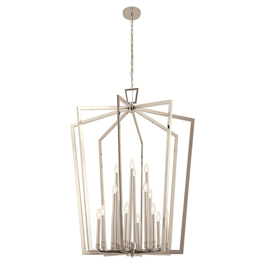 Kichler Abbotswell 49in 16-Light Foyer Pendant | Updated Traditional Polished Nickel Steel | Foyer & Stairwell | 49 in H, 72 in Max | Model 43499PN