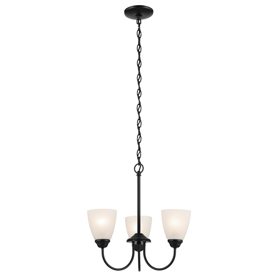 Kichler Jolie 3 Light Mini Chandelier, Black/Clear Satin Etched - 43637BK
