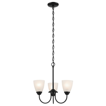 Kichler Jolie 3 Light Mini Chandelier, Black/Clear Satin Etched - 43637BK