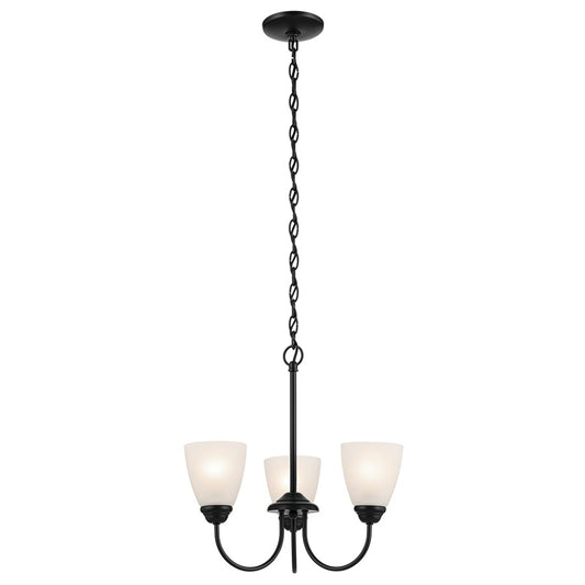 Kichler Jolie 3 Light Mini Chandelier, Black/Clear Satin Etched - 43637BK