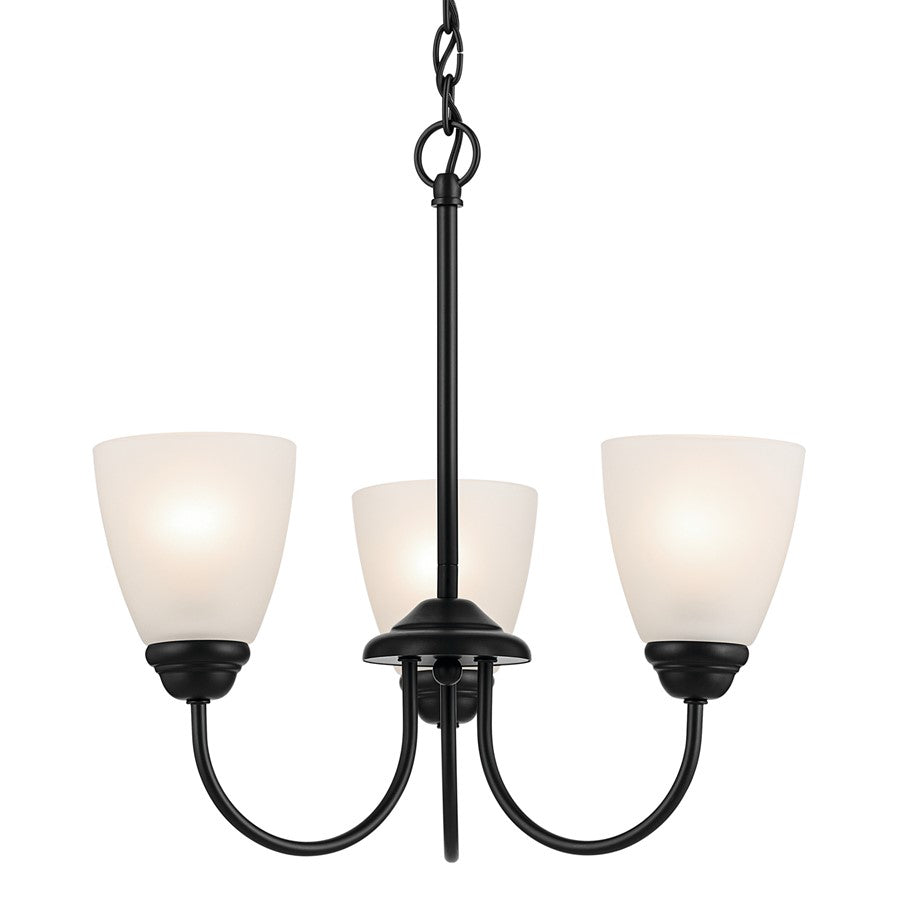 Kichler Jolie 3 Light Mini Chandelier, Black/Clear Satin Etched