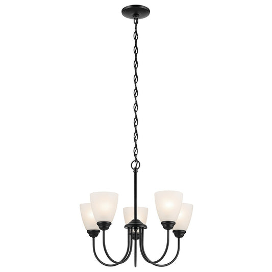 Kichler Jolie 5 Light Chandelier, Black/Clear Satin Etched - 43638BK