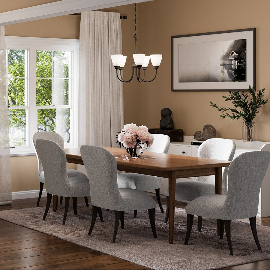 Kichler Jolie 5 Light Chandelier, Black/Clear Satin Etched