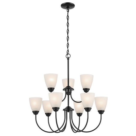 Kichler Jolie 9 Light Chandelier, Black/Clear Satin Etched - 43639BK