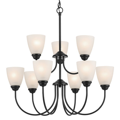 Kichler Jolie 9 Light Chandelier, Black/Clear Satin Etched