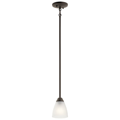 Kichler Jolie 1-Light Mini Pendant | Transitional Olde Bronze and Satin Etched Glass | Kitchen Island & Dining Room | 4.75 x 12.5 in | Model 43640OZ