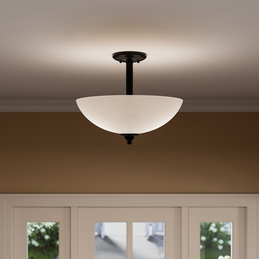 Kichler Jolie 2 Light Pendant/Semi Flush, Black/Clear Satin Etched