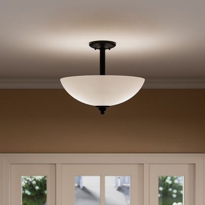 Kichler Jolie 2 Light Pendant/Semi Flush, Black/Clear Satin Etched